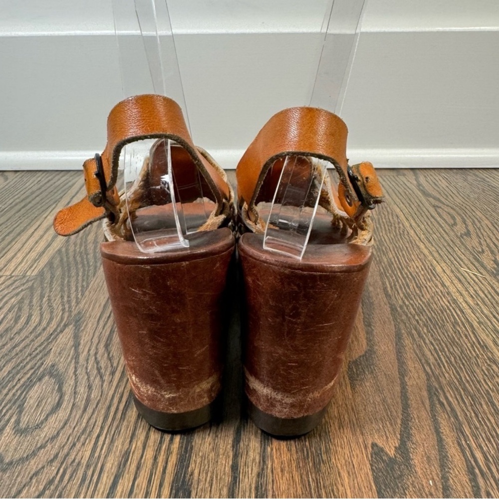 Vintage 1970s QualiCraft Casualets Brown leather woven wedges size 7.5 - Picture 6 of 8